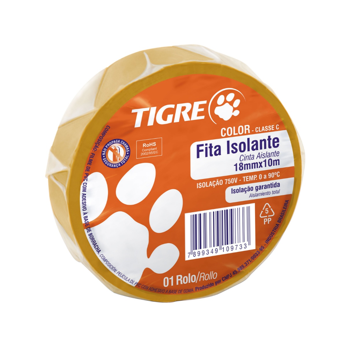 Fita Isolante 18mm x 10m Amarela Tigre